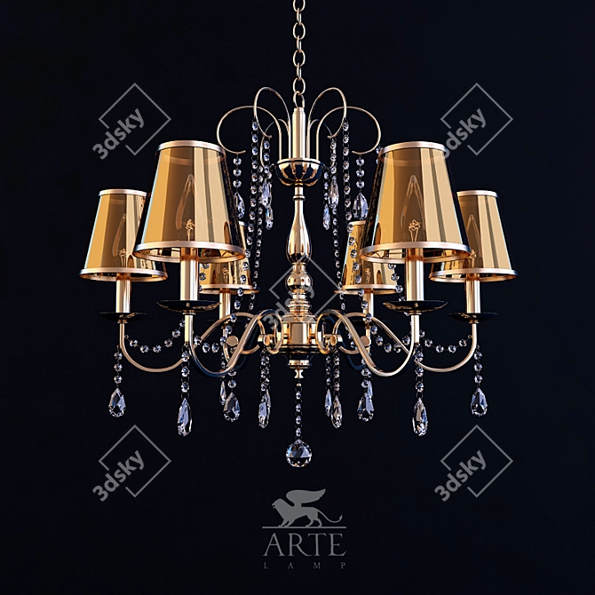 Gilded 6-Light Vernisage Chandelier 3D model image 1