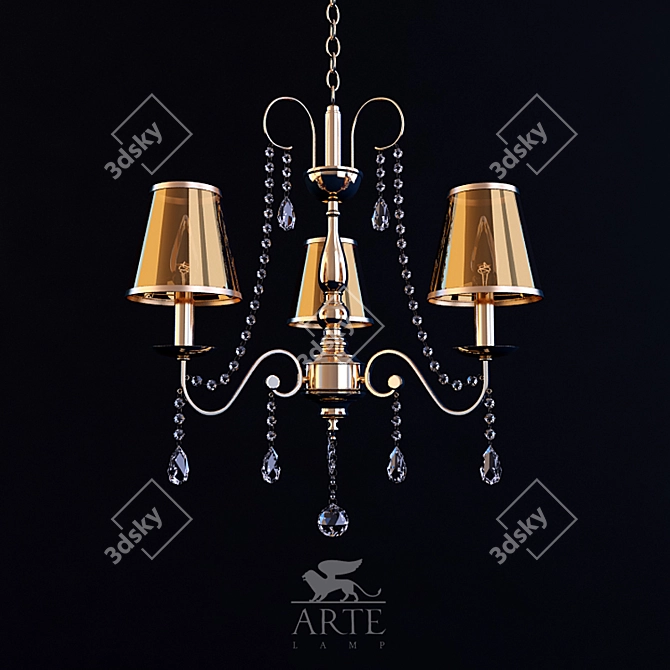 Golden Vernisage Chandelier, 3 Lights 3D model image 1