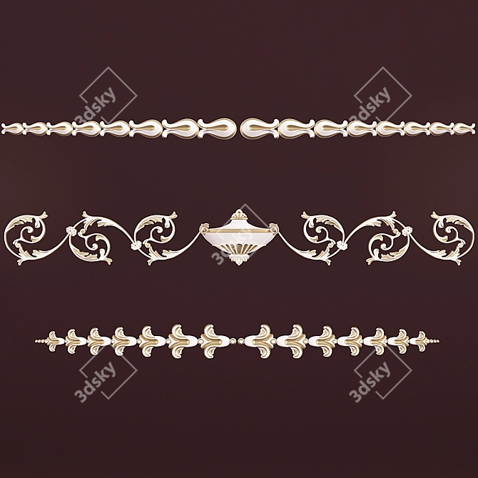 Elegant Carved Elements Set 3D model image 1