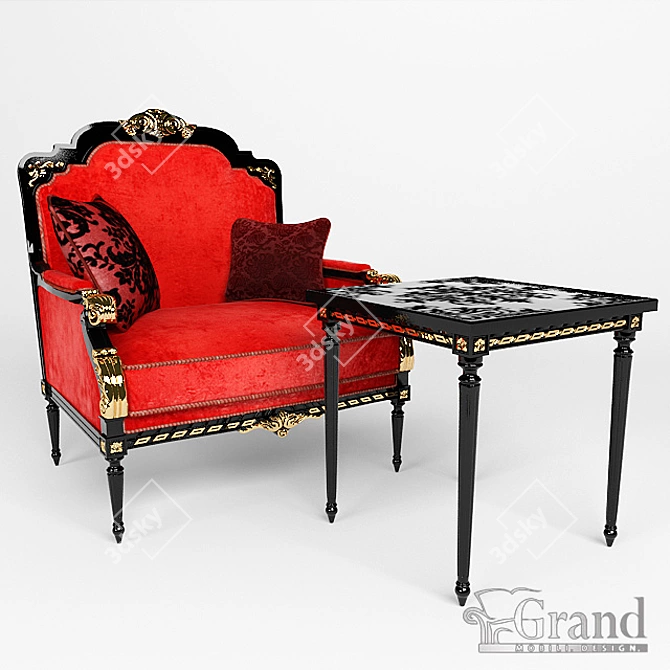 Grand Beatrice Chair & Table 3D model image 1