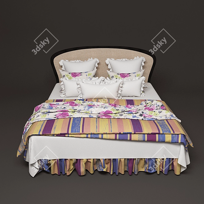 Elegant King Size Bed 3D model image 2