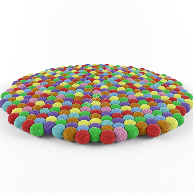 Colorful Ball Round Rug 3D model image 1