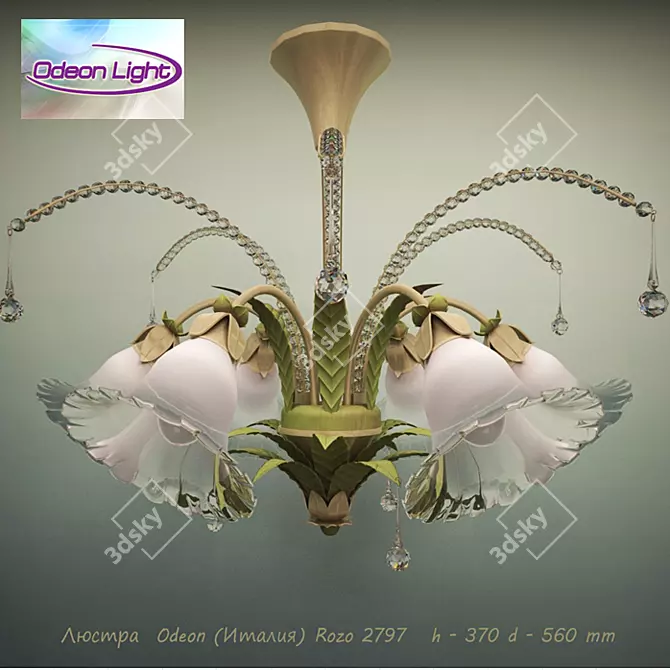 Italian Odeon Rozo Chandelier - Exquisite Lighting 3D model image 1