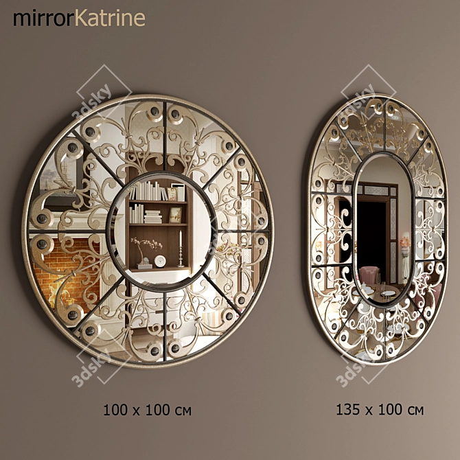 Elegant Katrine Mirrors - Round & Oval 3D model image 1