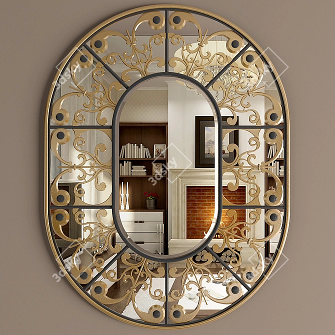 Elegant Katrine Mirrors - Round & Oval 3D model image 3