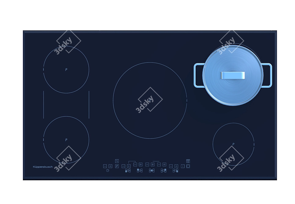 Versatile Induction-Gas Hob 3D model image 2