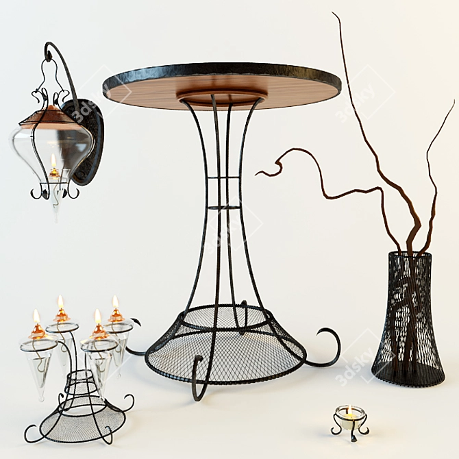 Elegant Metal and Glass Decor Set 3D model image 1