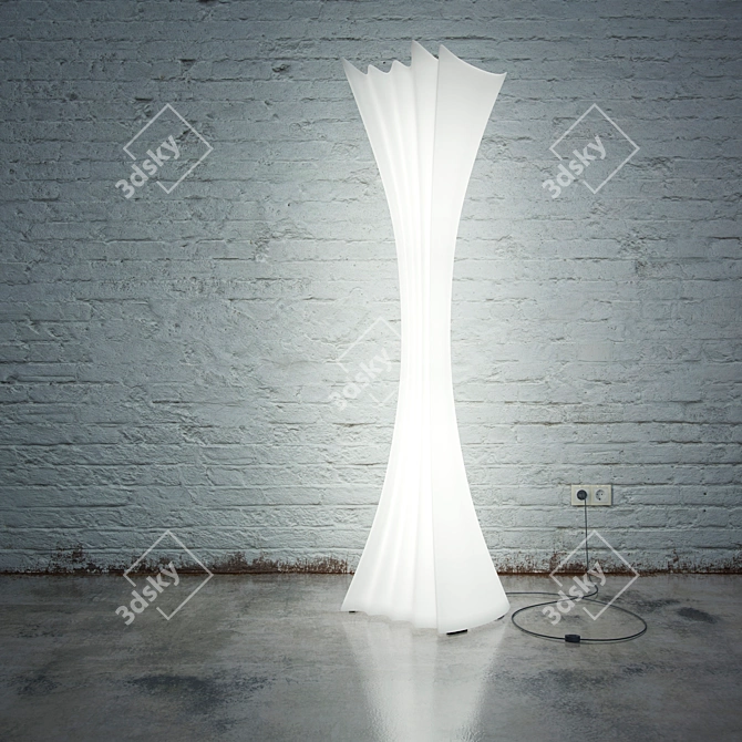 Versatile Floor Lamp-Coathanger: Sleek White Polyethylene Design 3D model image 1