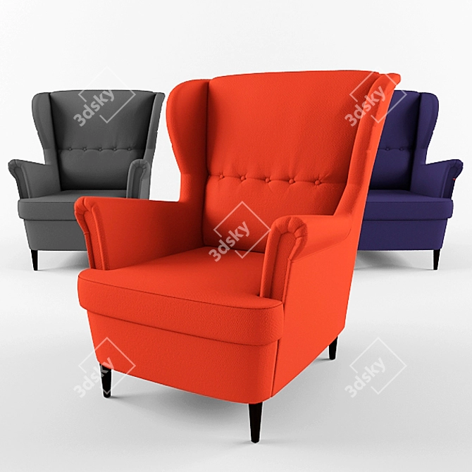 Strandmon Headrest Armchair 3D model image 1