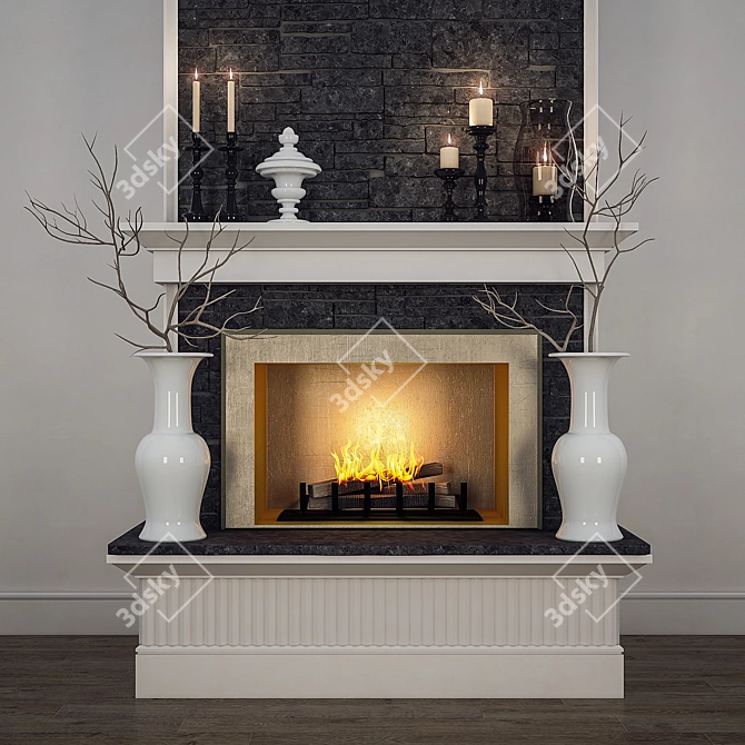 Cozy Hearth Ensemble 3D model image 1