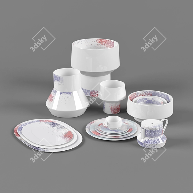 Title: Elegante Rosenthal Dinnerware Set 3D model image 1