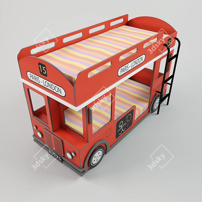 London Bus Bunk Bed 3D model image 3