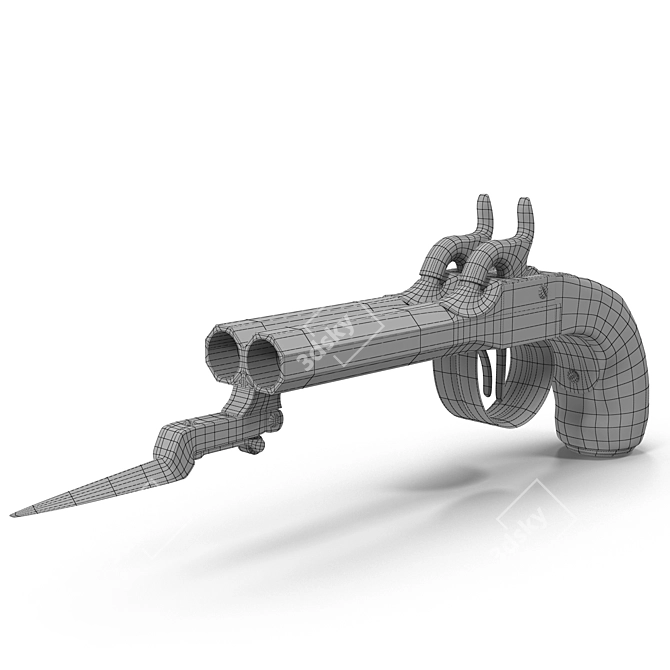 Belgian Double-Barreled Bayonet Gun 3D model image 3