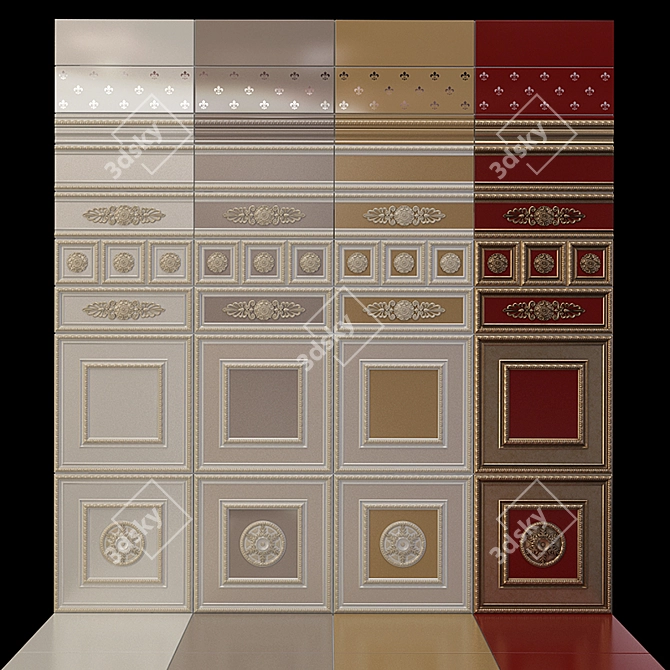 Elegant Lirica Crema Ceramic Tiles 3D model image 5