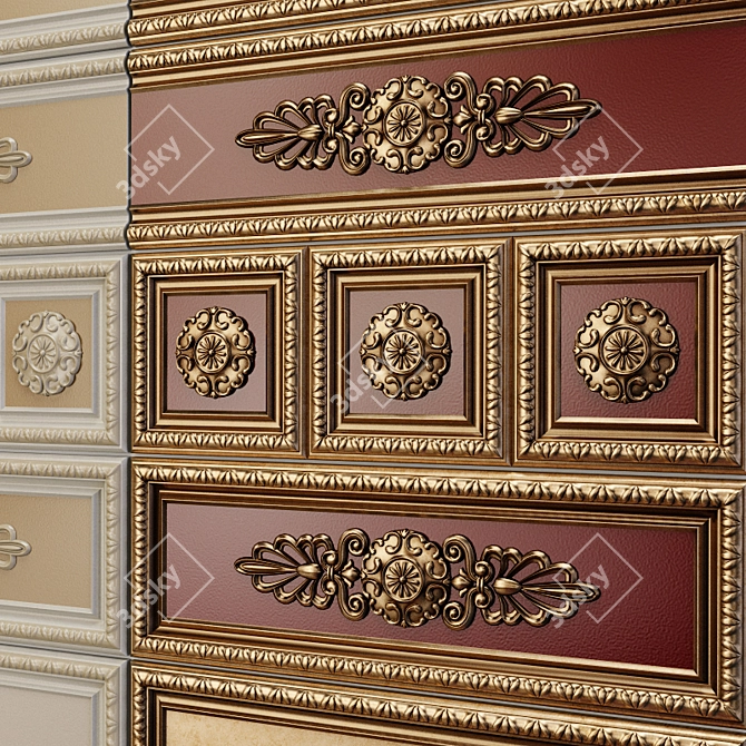 Elegant Lirica Crema Ceramic Tiles 3D model image 6