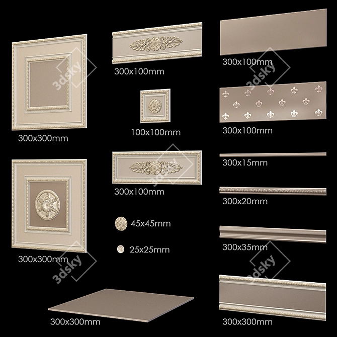 Elegant Lirica Crema Ceramic Tiles 3D model image 7