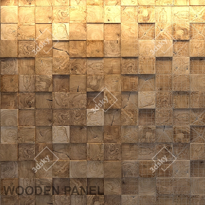 Rustic Wood End Panel 3D model image 1