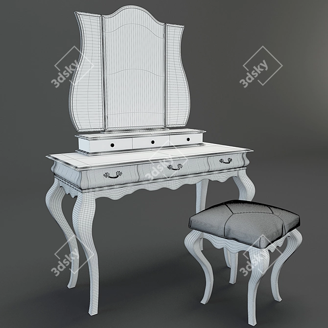 Elegant Provence Vanity Set Oskar 3D model image 2