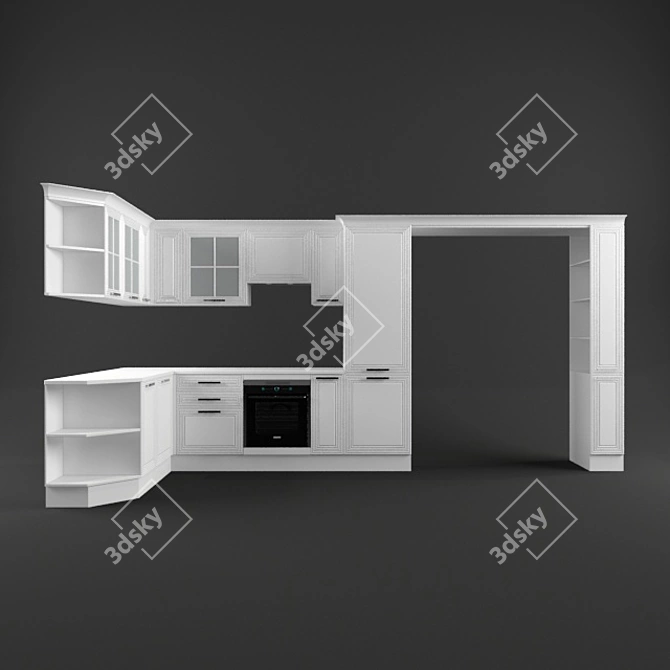 Stylish Sergio Kitchen 3D model image 1