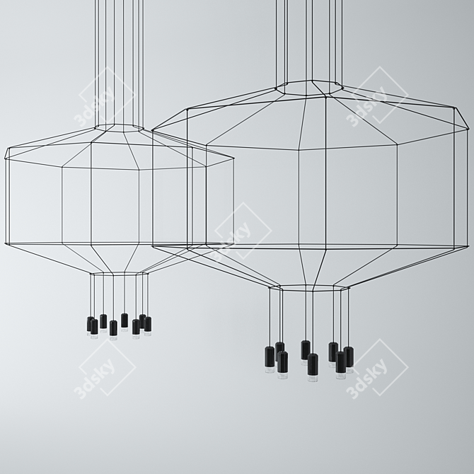 Elegant Wireflow Pendant Light 3D model image 1