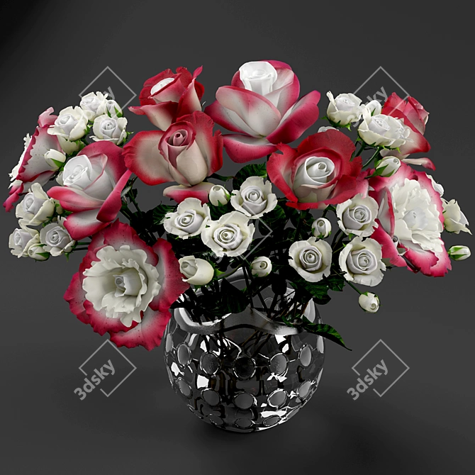 Elegant Rose Bouquet 3D model image 1