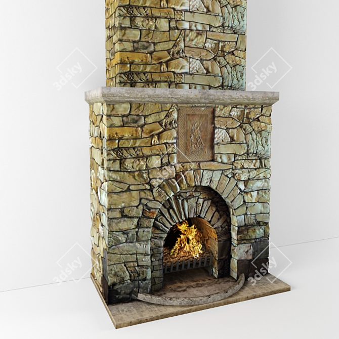Stone Geometry Fireplace 3D model image 1