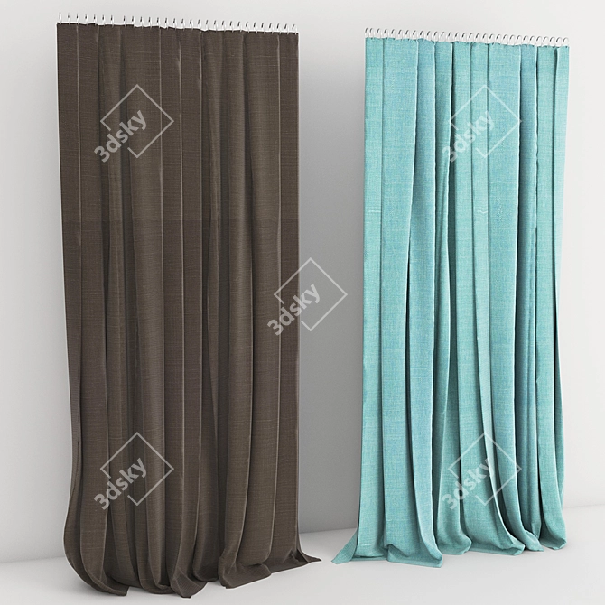 Elegant Window Drapes 3D model image 3