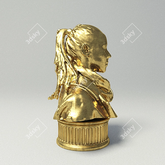 Golden Girl Bust Statue 3D model image 2