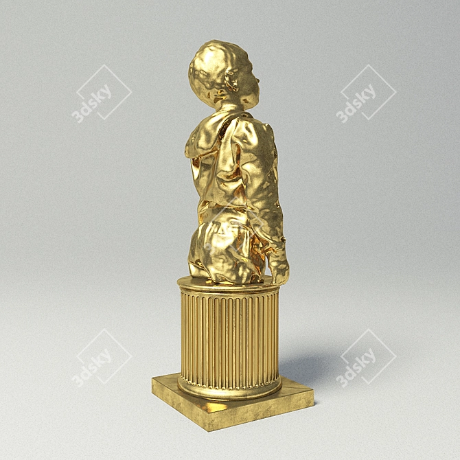 Golden Boy Statue 3D model image 2