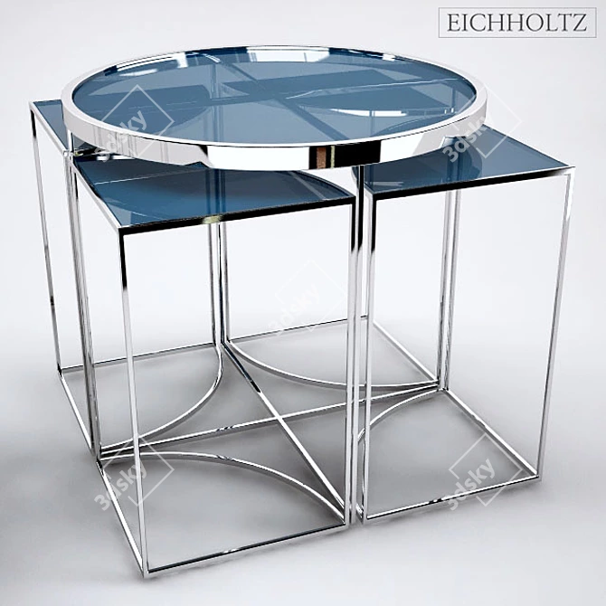 Sleek Stainless Steel Smoke Glass Side Table 3D model image 3
