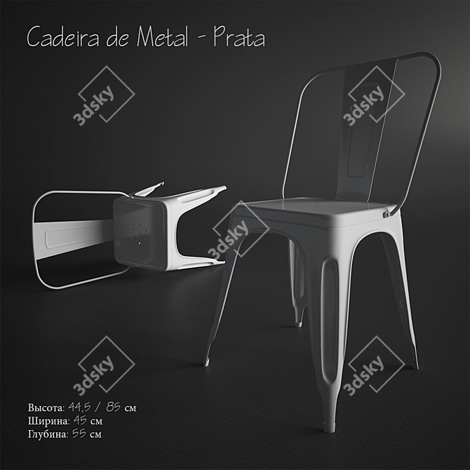 Silver Metal Chair 3D model image 1