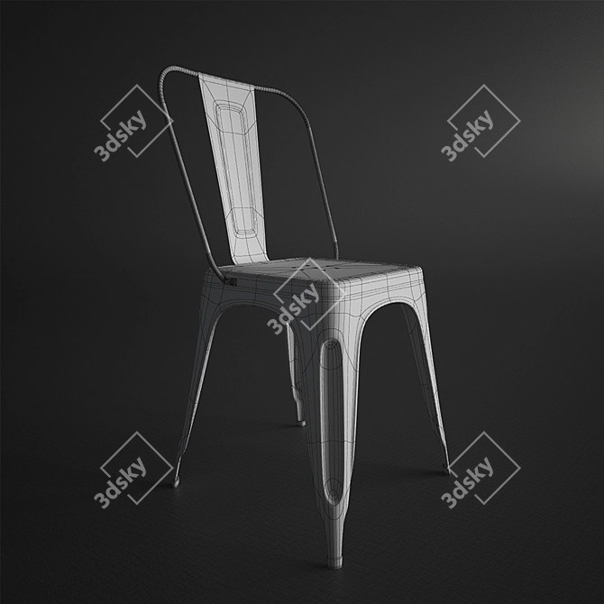 Silver Metal Chair 3D model image 3