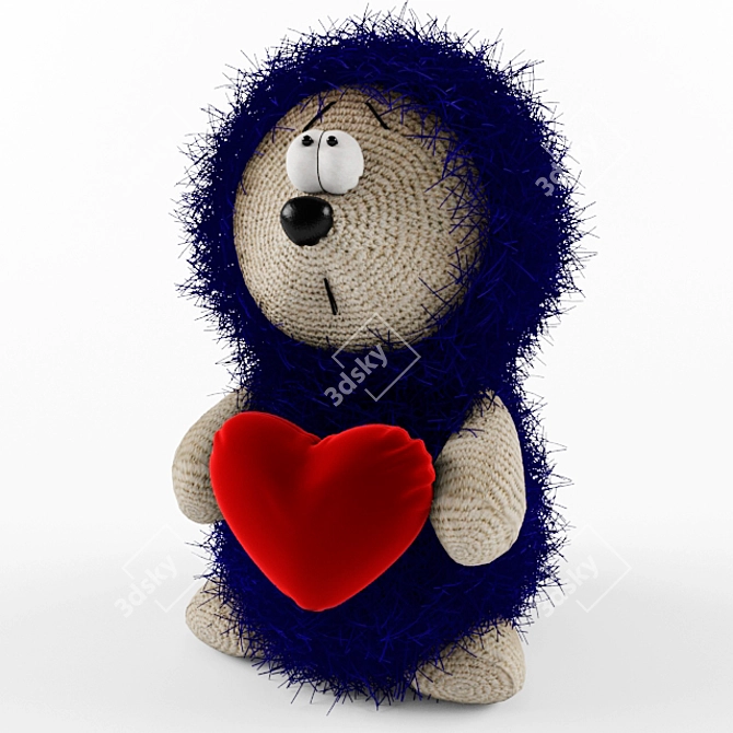 Heartfelt Hedgehog: Crocheted Cuteness 3D model image 1