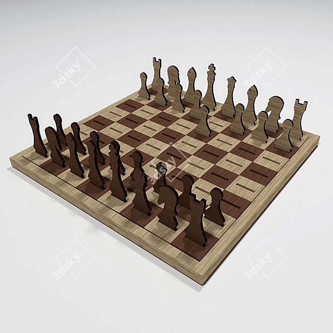 Classic Chess Board: 35x35mm 3D model image 1