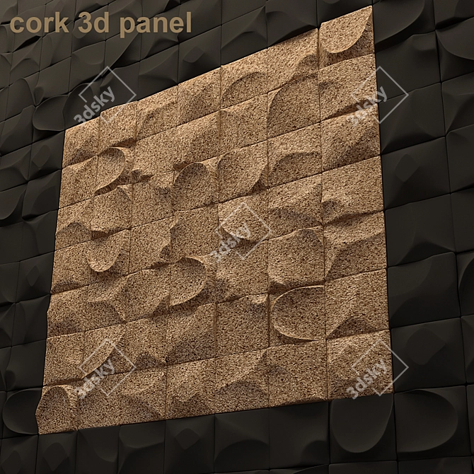Cork 3D Panel - Eco-Friendly Home Decor 3D model image 1