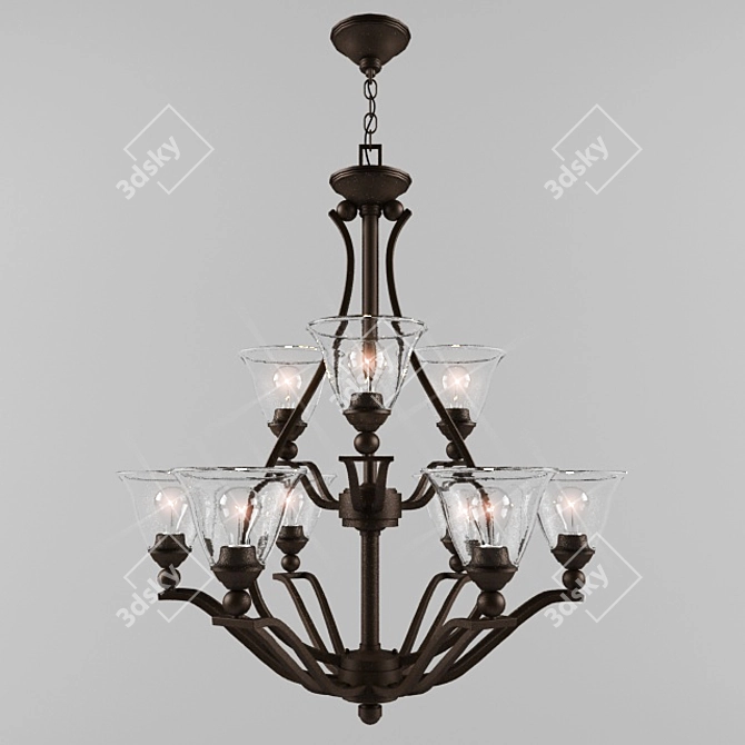 Bolla Chandelier: Elegant Metal Lighting 3D model image 1
