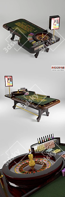 Deluxe Italian Abbiati Casino Roulette Table 3D model image 1