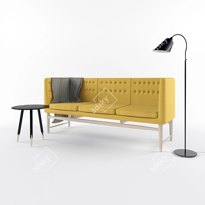 Modern Design Set: Mayor Sofa, Bellevue Floor Lamp, Hoof Coffee Table 3D model image 1