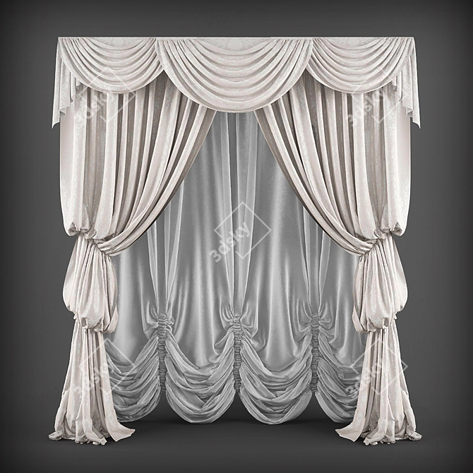 Elegant Classic Curtains 3D model image 1