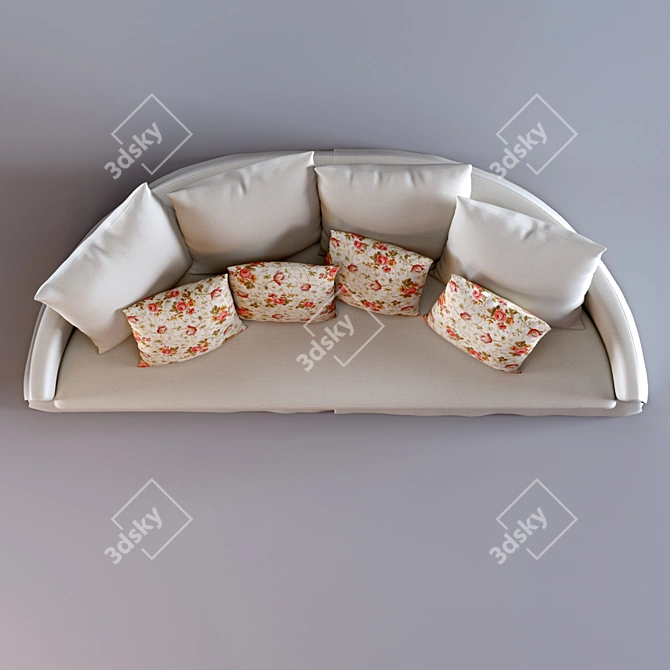 Elegant Curved Crono Sofa 3D model image 3