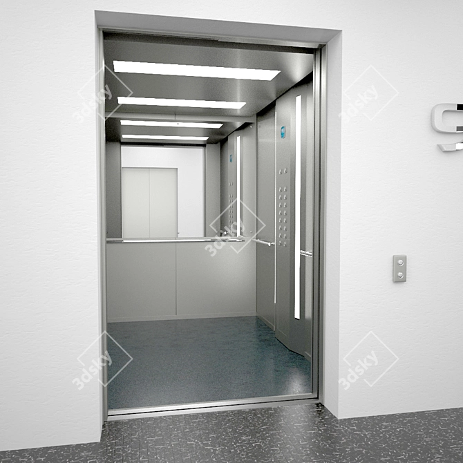 OTIS B7KU0509 Passenger Lift: Animated Doors, Multiple Formats 3D model image 1