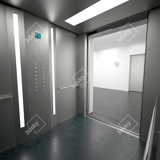 OTIS B7KU0509 Passenger Lift: Animated Doors, Multiple Formats 3D model image 2