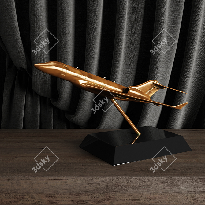 Sleek Bronze Bombardier Global 5000 3D model image 2