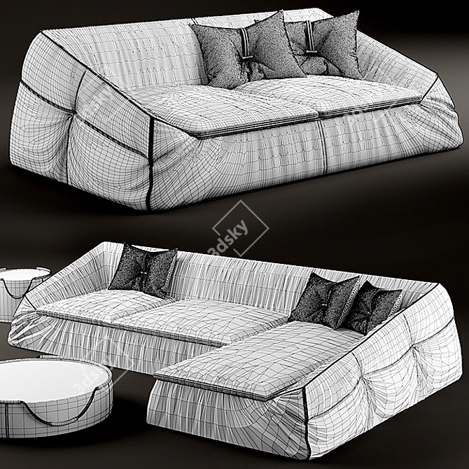 Elegant Suite Divan by Gamma Arredamenti 3D model image 3