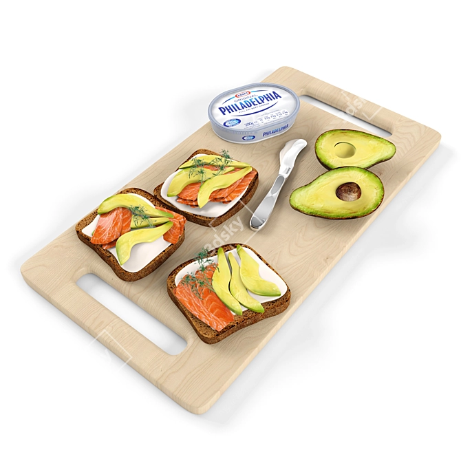 Delicious Avocado Salmon Sandwich 3D model image 2