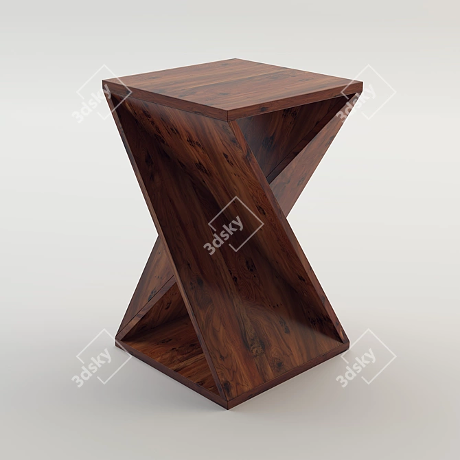 Sleek Open Twisted Side Table 3D model image 1