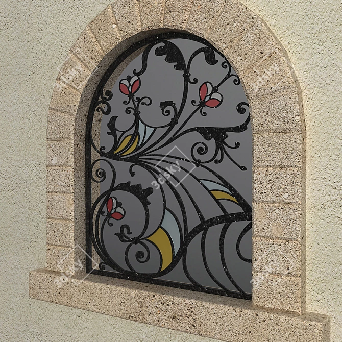 Handforged Window Grille 3D model image 1