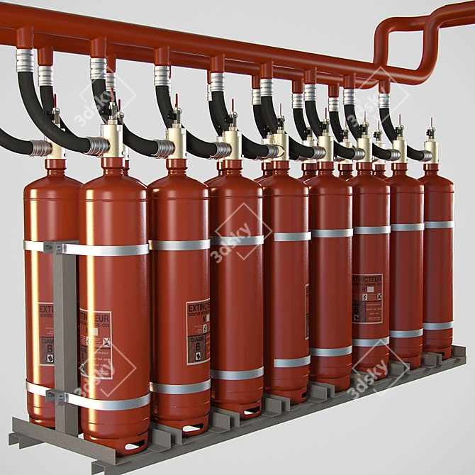 Gas Fire Suppression: Effective Protection with Minimal Damage 3D model image 1
