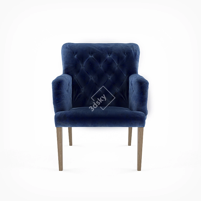 Navy Velvet Modern Armchair 3D model image 1