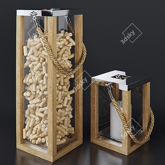 Luxe Polished Nickel & Wood Tate Collection 3D model image 2